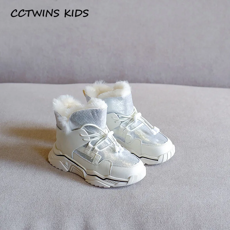 Белый CCTWINS/детская обувь; коллекция года; зимние брендовые ботинки для мальчиков; детская теплая обувь из натуральной кожи; короткие ботинки для маленьких девочек; SNB107 - Цвет: Белый