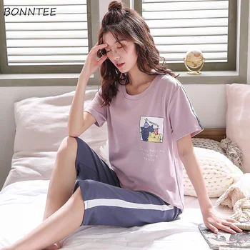 

Pajama Sets Women Summer Lovely Loose New Simple Korean Style Home Daily Trendy Students Womens Clothing Casual Breathable Chic
