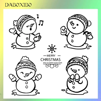 

DABOXIBO Singing Snowman Clear Stamps For DIY Scrapbooking/Card Making/Photo Album Silicone Decorative Crafts 13x13