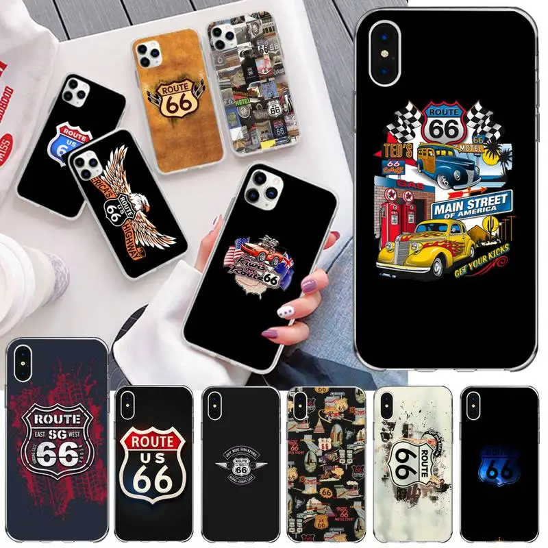 HPCHCJHM Route 66 черный ТПУ мягкий чехол для телефона iPhone 11 pro XS MAX 8 7 6 6S Plus X 5S SE 2020 XR