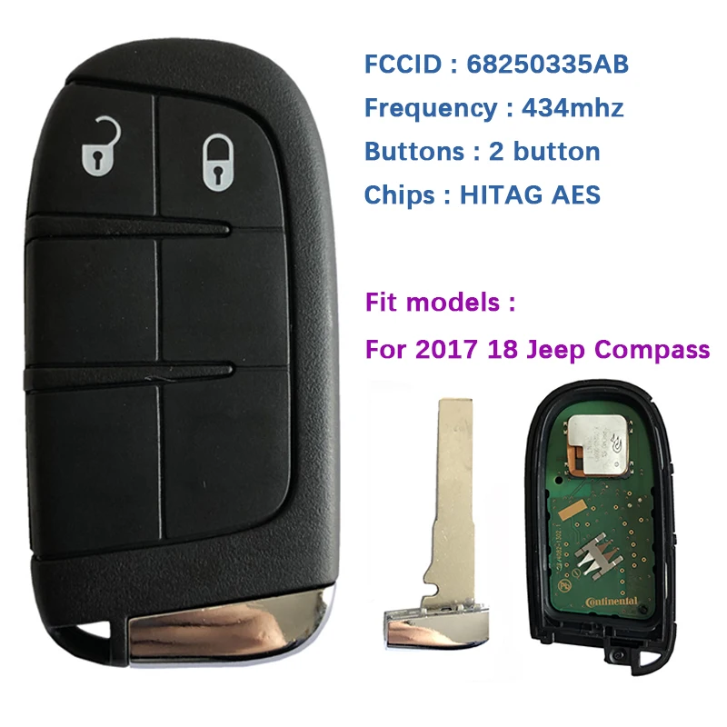 Оригинальный 2-кнопочный дистанционный ключ CN086028 для Jeep Compass с чипом 433 МГц 4A