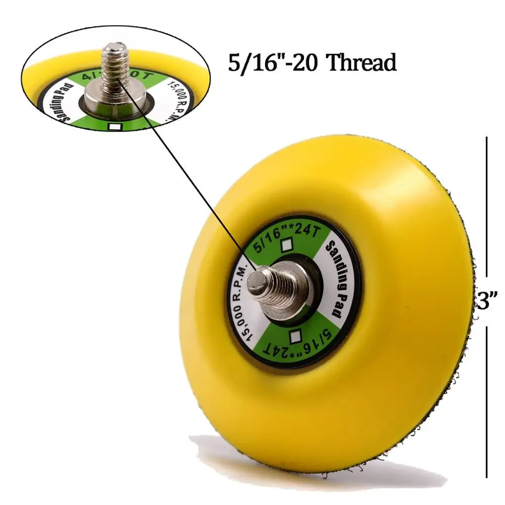 VALIANTOIN 3-Inch Hook and Loop Backing Pad Sanding Pads for Dual Action Orbital Sanders 1/4