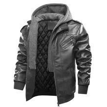 

2022 New Men's Leather Jacket Men's Jacket Hooded PU Leather Jacket High Quality Motorcycle Jacket Men's Hooded Jacket
