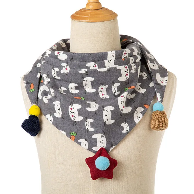 Осень-зима Детские хлопковые Треугольники шарф для девочек, для мальчиков; цветные помпоны, шарф для маленьких модный шарф воротник детская одежда с отложным воротником - Цвет: A6