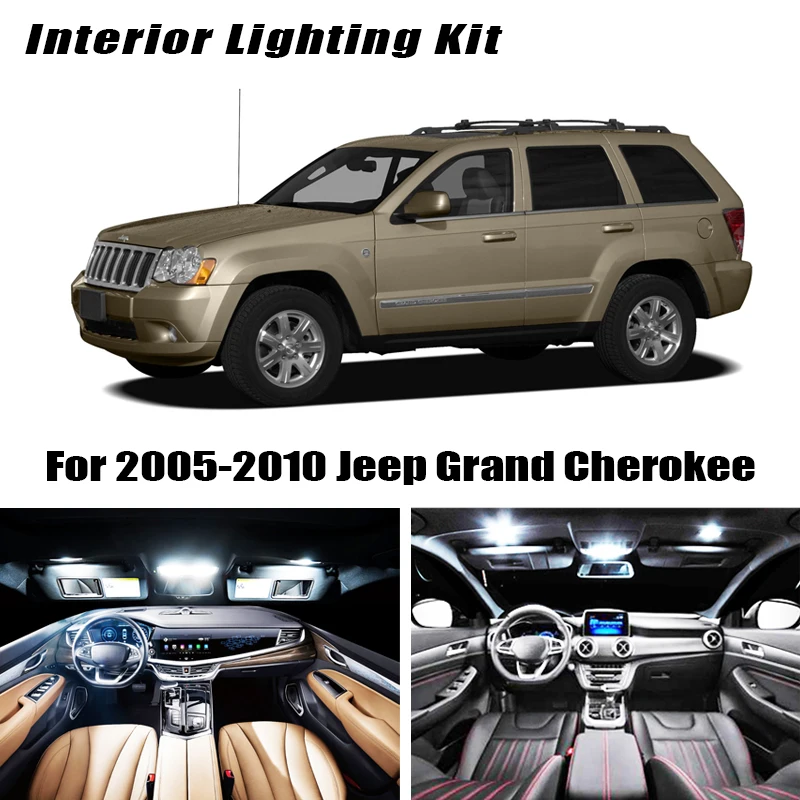 15 шт. автомобильная светодиодная лампа для Jeep Grand Cherokee 2005-2010 белая внутренняя