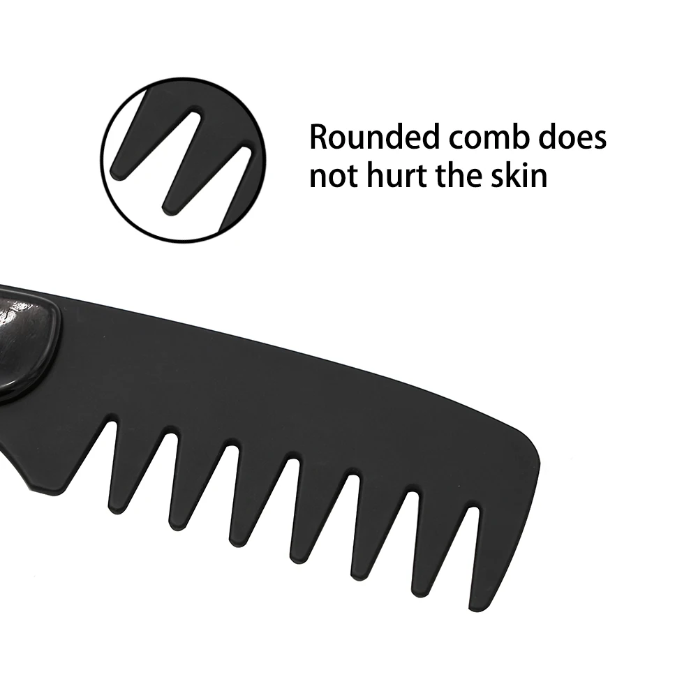 CestoMen High Quality Black Metal Pocket Beard Comb Men Facial Shaping Tools In Wide Teeth Stainless Steel Shaving Combs