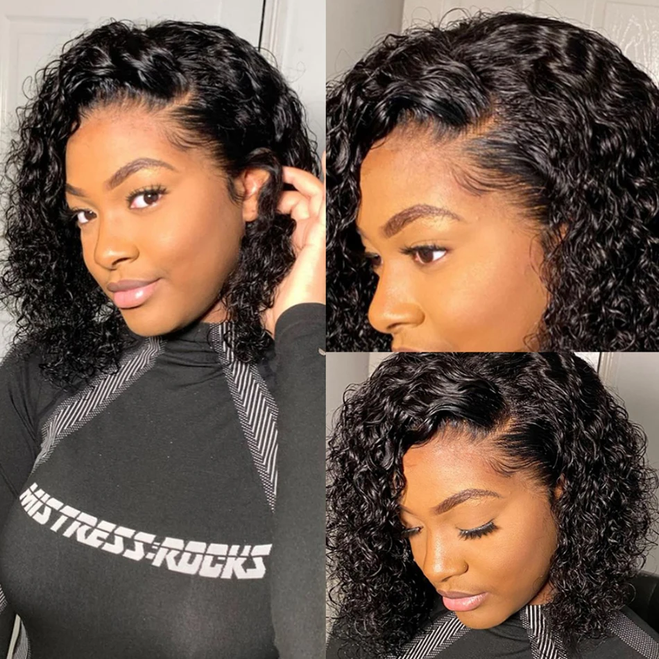 4X4 Water Wave Short Bob Wig 8-16Inches 180 Density Best Human Hair Wigs For Black Woman Brazilian Pre Plucked Baby jerry curly