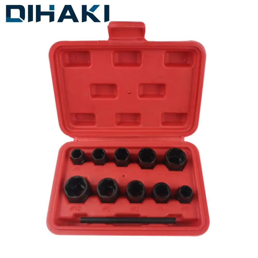 11Pcs/Set Ratchet Wrench Socket Bolt Extractor 3/8" Ratchet Converter