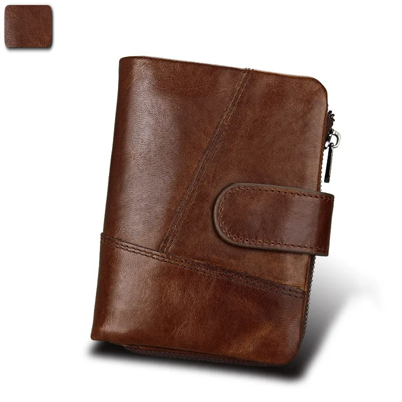 

New Men Coin Purse Genuine Leather Wallet Male Small Mini Rfid Card Holder Top Layer Cowskin Pocket Fashion Man Wallets