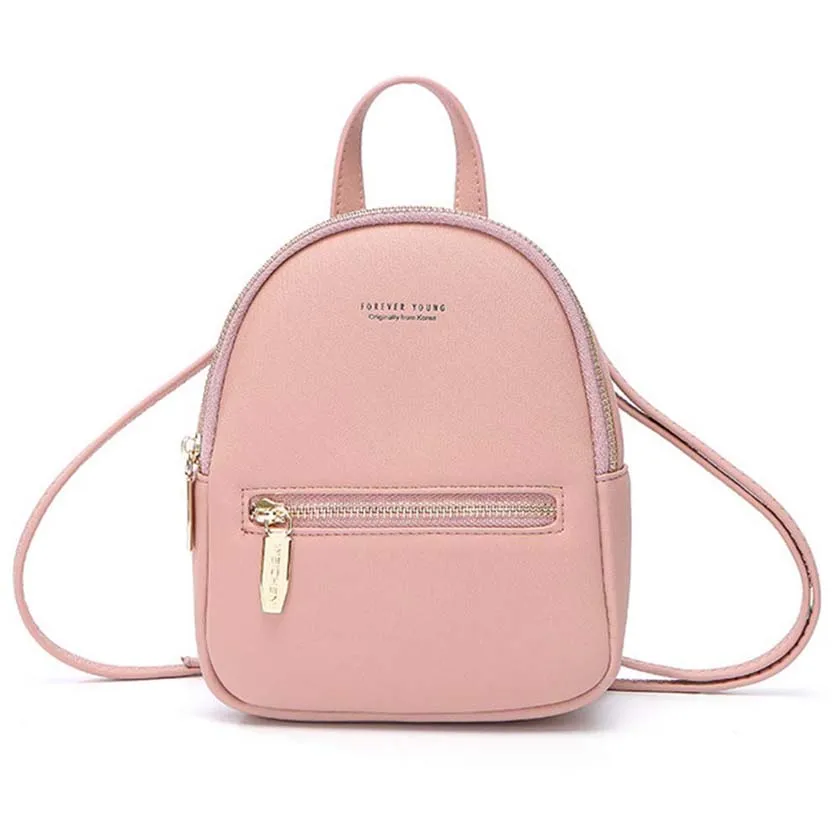 Pink Для женщин девушки милые маленькие Мини из искусственной кожи мини рюкзак школьный книги сумка дорожная сумка для путешествий Черный - Цвет: Pink