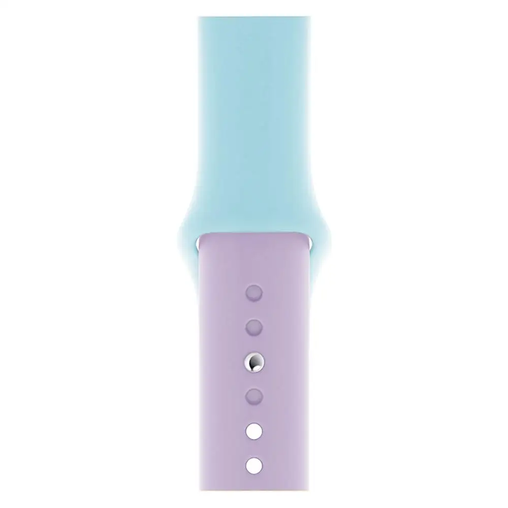Light Blue purple Для Apple Watch 5 4 3 2 1 полосы мягкий силиконовый спортивный ремешок 38 мм 42 мм полосы резиновый ремешок для часов Ремешок для Iwatch серии 4 40 мм 44 мм - Цвет ремешка: Light Blue purple