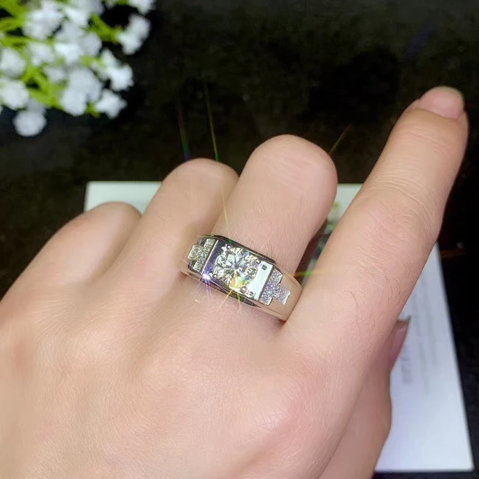 PROCOGEM бриллиант, Муассанит кольца 1 2 3ct VVS Отличные мужские обручальные Обручальные кольца из стерлингового серебра 925 пробы ювелирные украшения#676