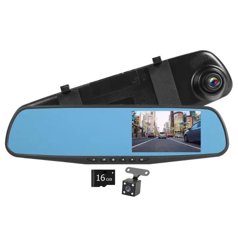 Q103B 4,3 дюймовый ips HD дисплей 1080p двойная запись видео до и после многоязычного бесшовного видео 16 Гб карта памяти