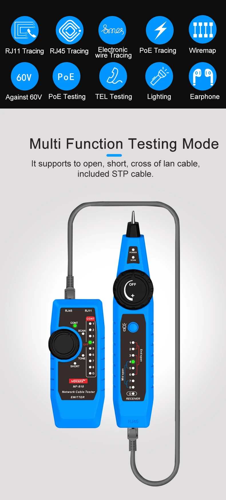 Noyafa NF-810 cat5 cat6 rj45 linha localizador