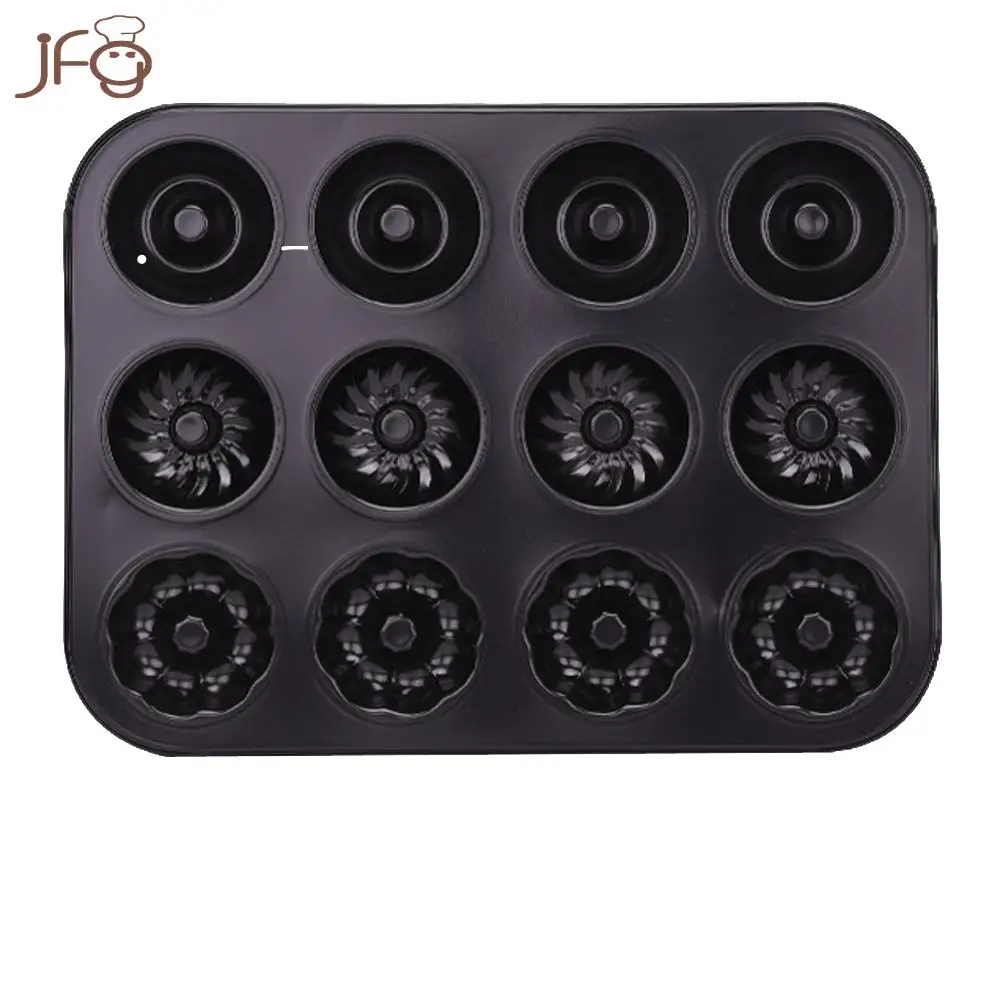 

12 Carbon Steel Hollow Donut Cake Bread Baking Mold Non-stick Baking Pan Environmental Protection Tool Kitchen
