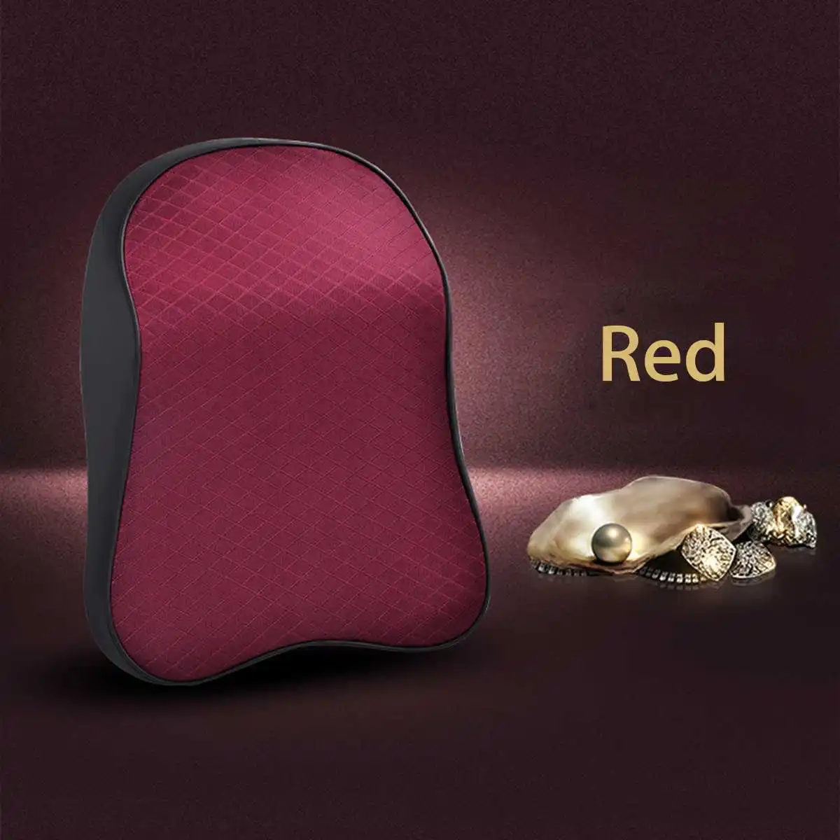 Red 3D Memory Foam Car Neck Pillow Head Rest Soft Breathable Seat Headrest Pad Neck Rest Seat Headrest Accessories Massage Cushion - Color: Red