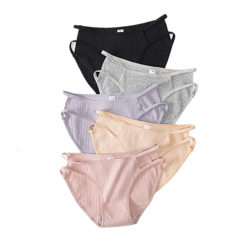 Хлопковые однотонные женские трусики комфортное нижнее белье приятные для кожи