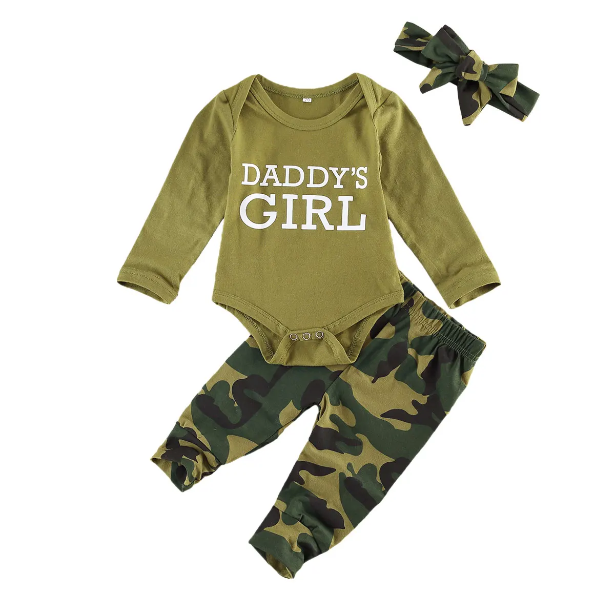 0-12M newborn baby toddler kids girls boys casual suit clothes army green long sleeve romper top + camouflage pants 2pcs outfit baby outfit matching set Baby Clothing Set