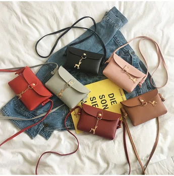 

Solid Color Deer Shoulder Bag,Horizontal Version Mini Female Bag,Pu Coin Purse,Mobile Phone Bag,Fashion Outing Bag,17*3*12cm