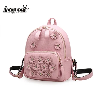 

New Fashion Women Backpack Diamond Bee Bags Flowers Travel Shoulder Bag Soft Pu Leather School Backpack Female Bag bolsa