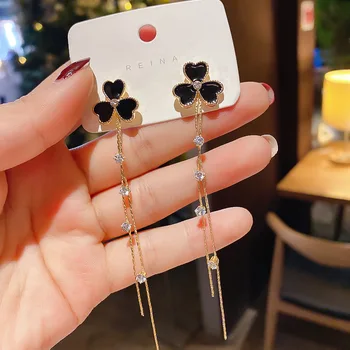 

925 Silver Petal High Grade Sense Earrings Fairy Elegant Tassel Earring Online Celebrity Fashion Ear Stud Female