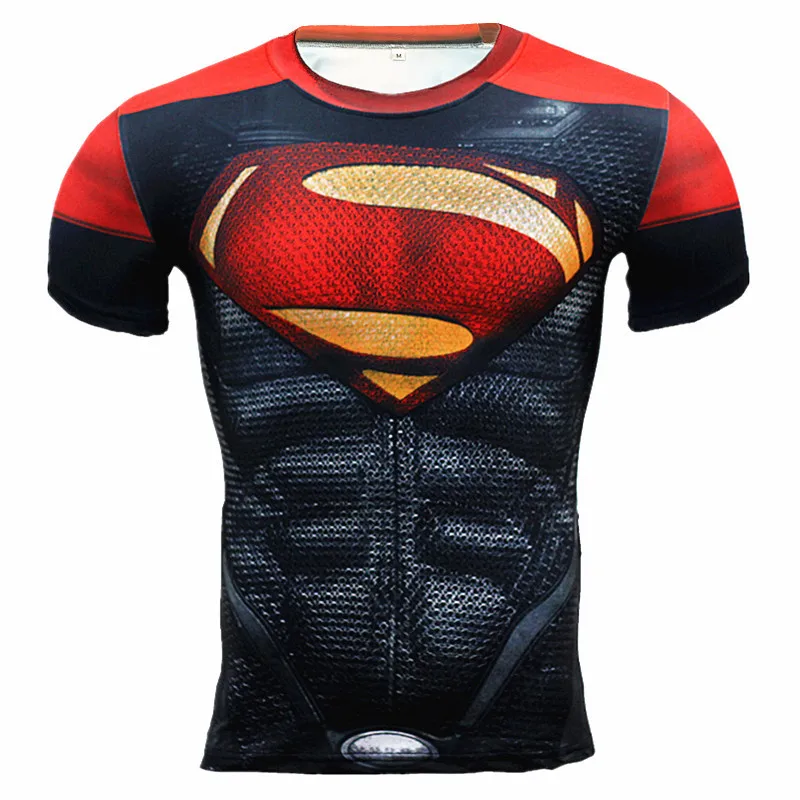 Новинка, Мужская футболка для бега с суперменом Каратель рашгардом, компрессионная футболка с коротким рукавом, футболка для спортзала, футболка для фитнеса, Спортивная мужская рубашка