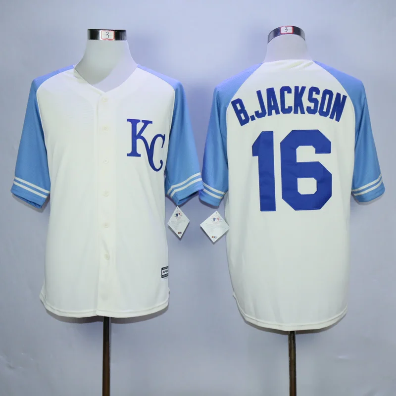 Мужская футболка Kansas City Bo Jackson, Джордж Бретт, Salvador Perez Mike Moustakas Alex Gordon Alcides Escobar Flex& Cool Base - Цвет: Синий