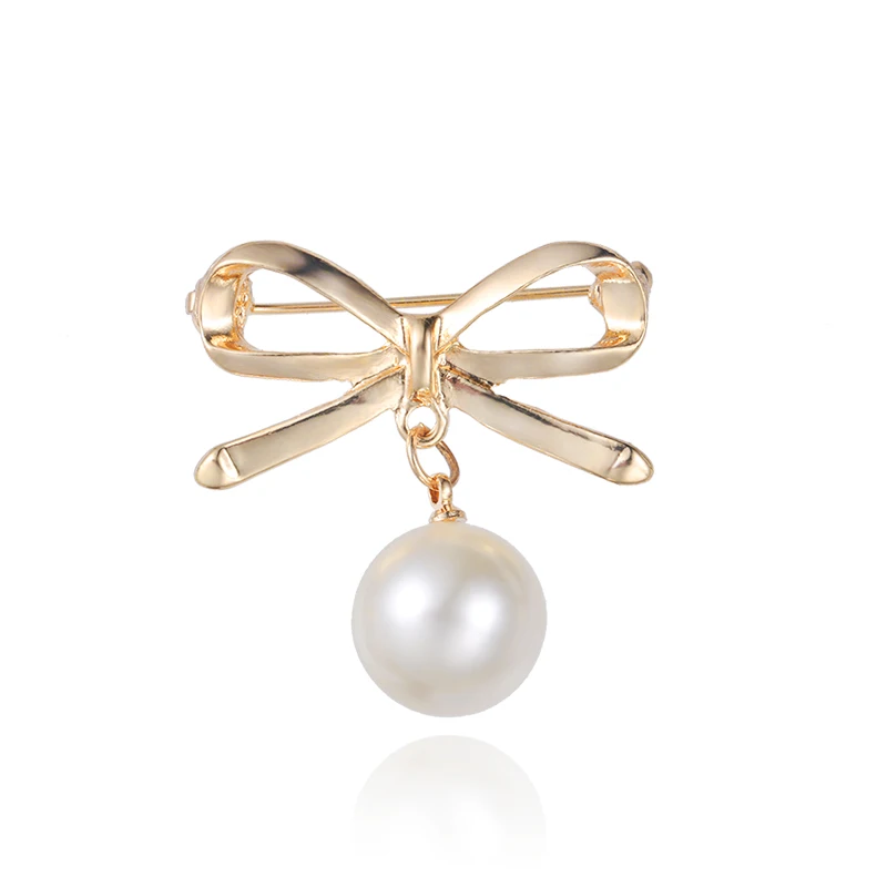 

WEIMANJINGDIAN Brand Simulated Pearl Drop and Gold Color Plated Metallic Brooch Pins