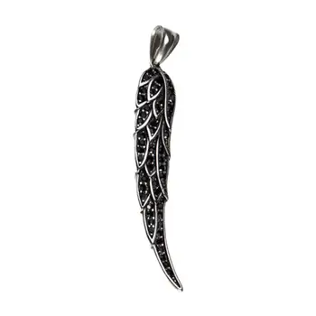

Fashion Titanium Steel Necklace Crystal Feather Sweater Chain Creative Pendant for Girls Ladies Women Black Red
