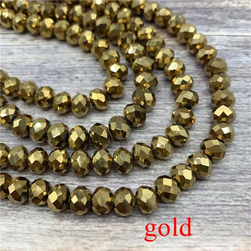 2X3/3X4/4X6/6X8 мм хрустальные бусины AB разноцветные стеклянные бусины Sapcer для ювелирных изделий ручное кольцо Ожерелье Изготовление DIY - Цвет: Gold