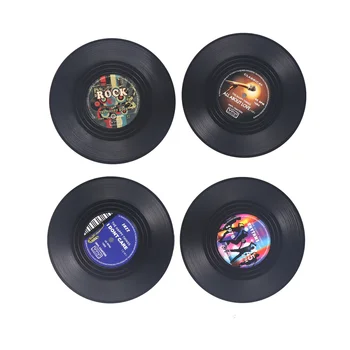 

4pcs Spinning Vintage Vinyl Record Drinks Coasters Cup Mat