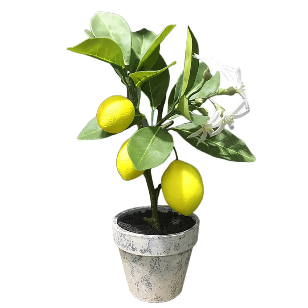

Simulation Lemon Bonsai Fake Fruit Plant Potted Home Living Room Dining Ornament Garden Office Decoration