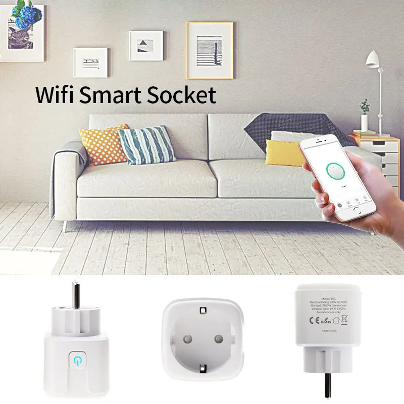 16A ЕС Wi-Fi Smart Plug дистанционного Управление Таймер 110 V-230 V Wifi Беспроводной смарт-розетка с Google Home Alexa Голосовое управление Управление