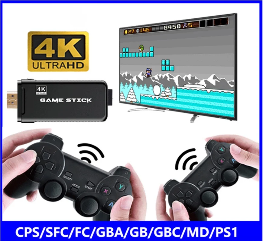 Ультра HD Выход 3000 в 1 игровая консоль джойстик HDMI PS1 эмуляторы двойной 2 4G