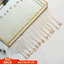 Febre & Livre Nome Colar de Pingente de Letra B A-Z Delicada Corrente De Ouro Colar Gargantilha Alfabeto Inicial Colares Collares De Moda 2019(China)