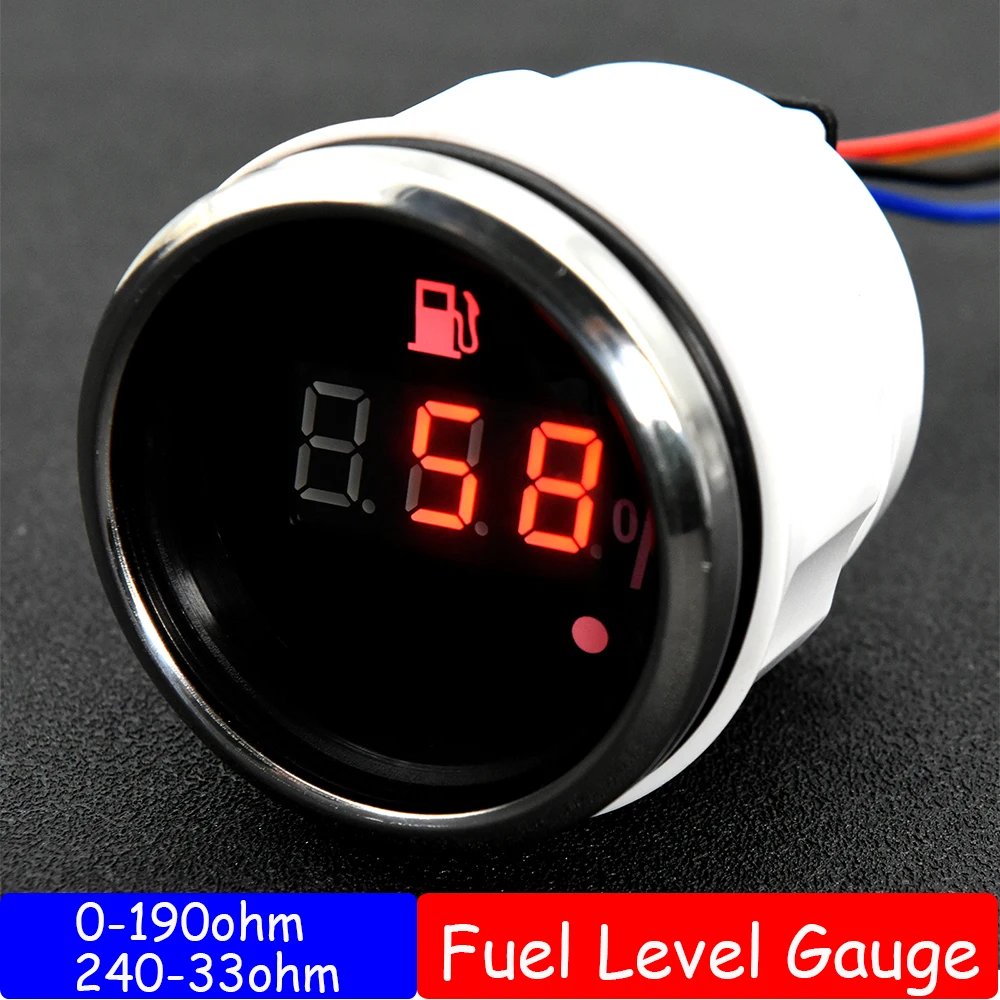 Red Backlight 100 Digital 52MM Water Fuel Level Gauge Warning Light