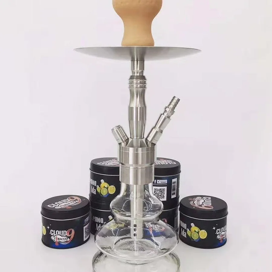 

High end shisha stainless steel hookah ss 43cm smoking set with unique bottle for bar home lounge