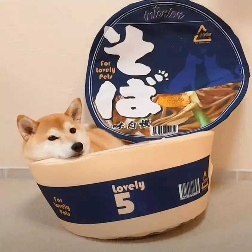 かわいいインスタント麺ペット犬猫ハウスベッド犬小屋超大型暖かい犬猫の巣ベッドクッションうどんカップヌードルペットベッド居心地クッション 小屋 犬小屋 家畜小屋 Aliexpress