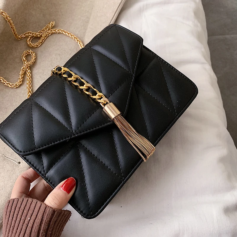 Женская сумка новинка 2019 модная маленькая квадратная сумочка с кисточками клатч