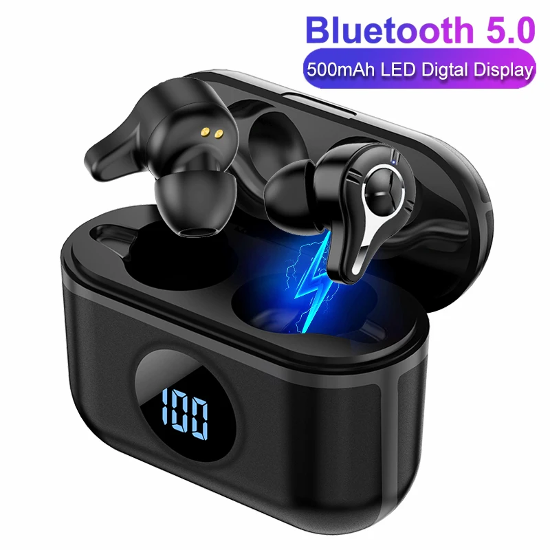 9D стерео TWS беспроводные наушники мощный цифровой дисплей Bluetooth 5,0 гарнитура Hi-Fi наушники-вкладыши спортивные наушники для бега для iOS и Android