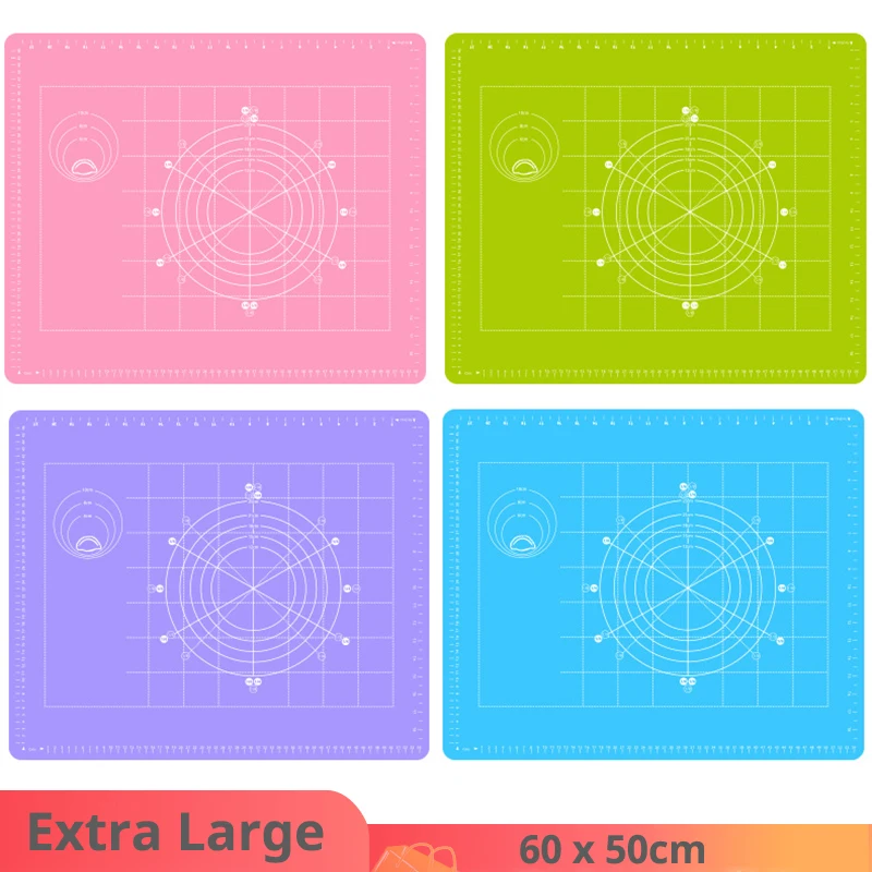 

Large Silicone Pastry Mat Extra Thick 1mm, Non Stick Baking Mat with Measurement Fondant Mat, Counter Mat, Pie Crust Mat