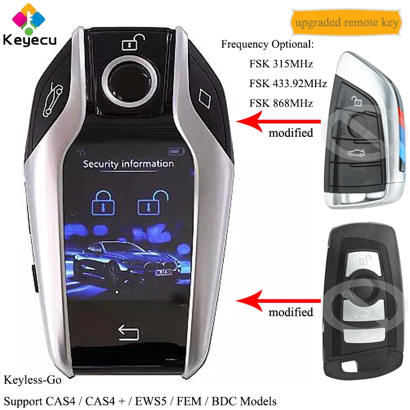 KEYECU модифицированный ключ без ключа Go Smart LCD Автомобильный с FSK 315 МГц 433 92 868 FOB для