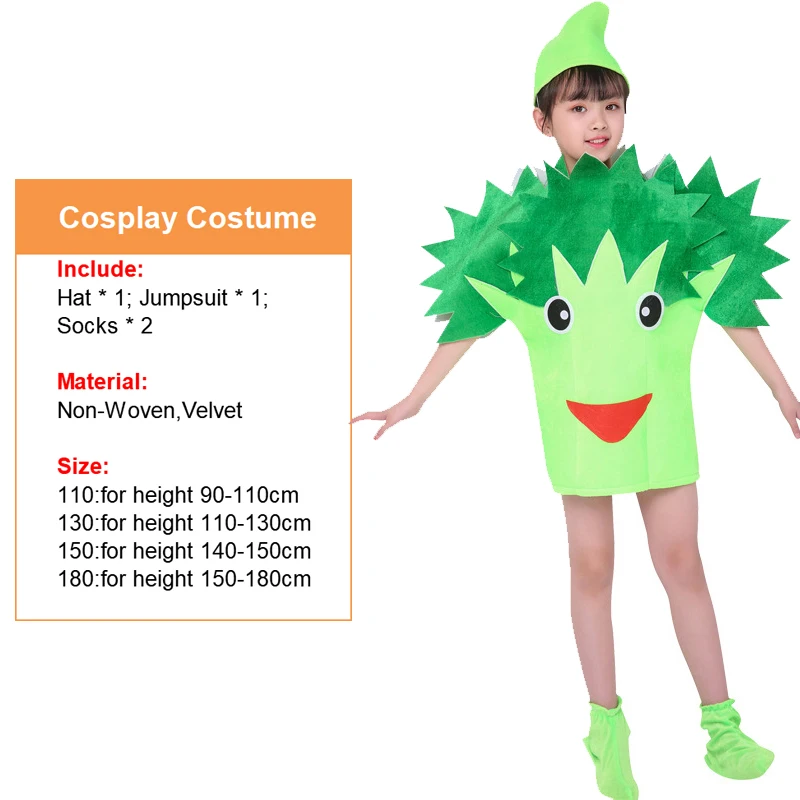 

Kid Vegetable Celery Show Jumpsuit Children Kindergarten Performance Party Clothes Halloween Role Play Theme Cosplay Costume