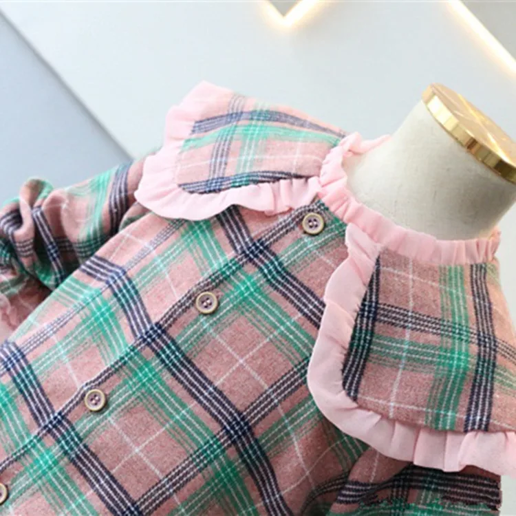 Осенняя одежда новая шифоновая рубашка с длинными рукавами в стиле ретро для девочек 89016-1