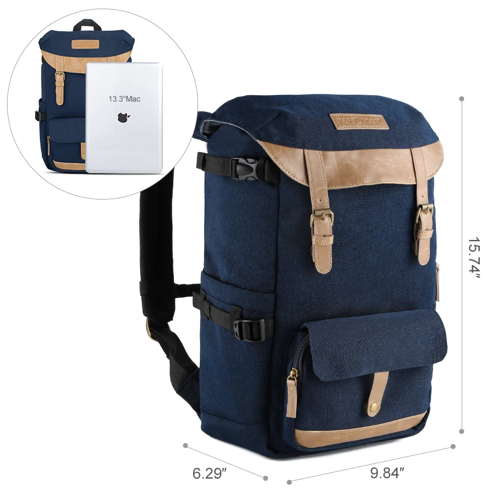  K&F CONCEPT Professional Travel Camera Backpack Case With Tripod Holder Side Compartments Rain Cove