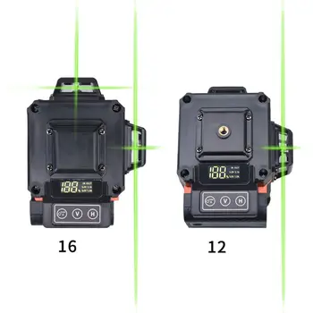 

16/12 Lines L-aser Level Levels Auto Self Leveling 360 Rotary Measure Horizontal Vertical Cross LED Display
