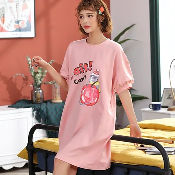 

Nightgown Cotton Home Dressing Gown For Girl Lovely Nightwear Intimate Lingerie Summer New Homewear Casual Sleepwear Nightdress