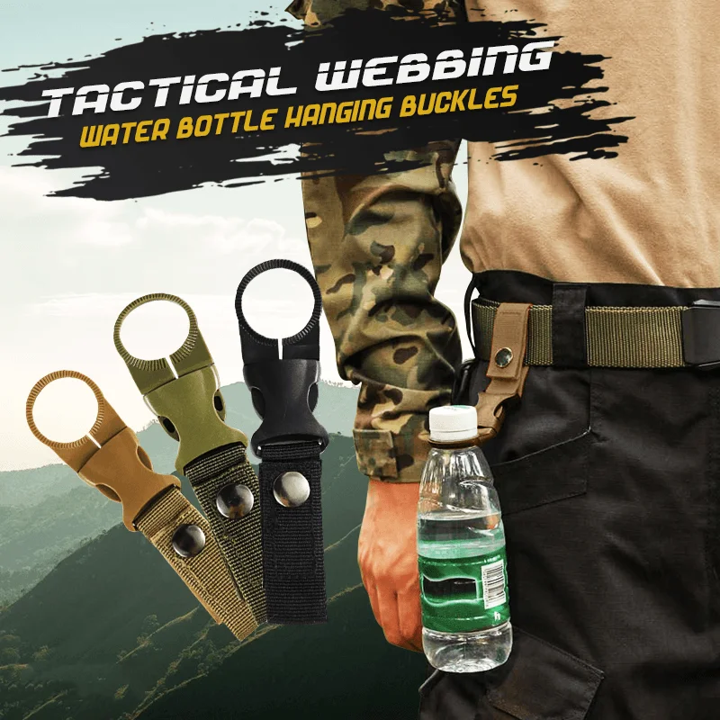 Tactical MOLLE Webbing Strap Clip Water Bottle Holder Hook for Waist Belt 