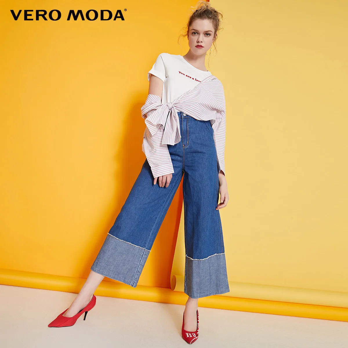 Vero Moda женские джинсы свободного кроя с высокой посадкой и закатанными манжетами | 319132510