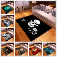 Коврик для дома с геометрическим рисунком в скандинавском стиле, вечерние ковры для Хэллоуина, напольный коврик для гостиной, спальни, креативный ковер с 3D принтом в виде черепа